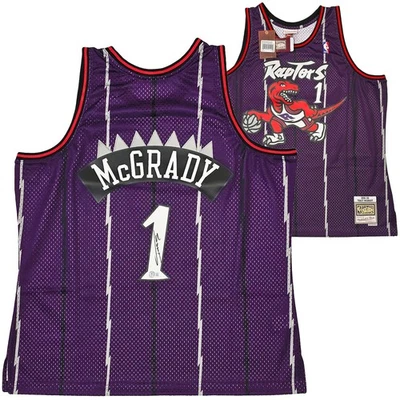 Camiseta deportiva Raptors Tracy McGrady Auto Purple Mitchell Ness 98-99 HWC Swingman 2X Foto 1 de 4