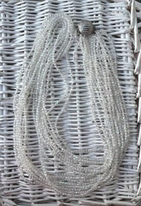 Signed VTG Hattie Carnegie 8 Strands Of 45” Faceted Glass Beaded Necklace - Picture 1 of 4