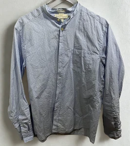 H And M Shirt Mens Large Blue Button Down Geometric Cotton Regular Fit Casual - Picture 1 of 10