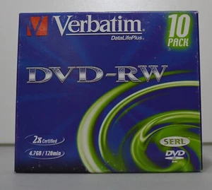 DVD-RW 4X Certifield 4,7GB /120 min 10er Packung Verbatim (2) - Bild 1 von 5