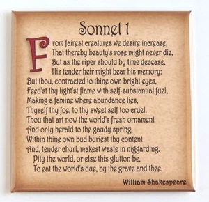 Sonnet 1 FRIDGE MAGNET (3 x 3 inches) William Shakespeare - Picture 1 of 3