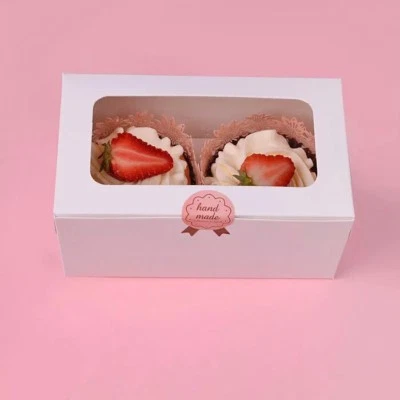 50x White Cupcake Boxes Muffin Dessert Sweets Packaging Party Wedding Favour Box - Image 1 of 4