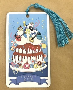 Tres de Copas - Tarjeta Marcador Tarot Kawaii - Celebración, Amistad, Creatividad - Imagen 1 de 8