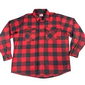 Wrangler rot & schwarz Fleece Buffalo kariert entspannt Knopfleiste Hemd Größe XL - Bild 1 von 7