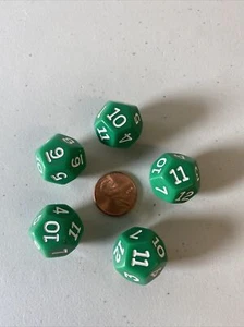 Set of 5 D12 12-Sided 18mm Opaque RPG Dice - Green with White Numbers - Picture 1 of 1