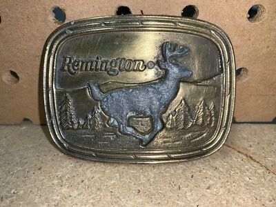 Remington Vintage 1979 Sid Bell Running Cola Blanca Ciervo Cinturón Hebilla-(a) Foto 1 de 4