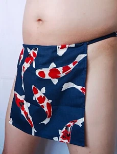 Intimo Uomo Giapponese Tradizionale 100% Cotone Ecchu Fundoshi Navy Koi Giapponese - Foto 1 di 3