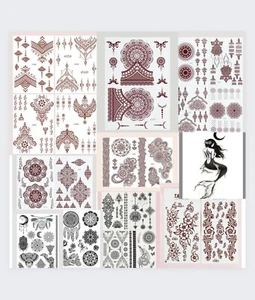 Lace transfer Red henna Hand Arm Tattoo Mehandi Sticker Art Temporary Tattoo 2 - Picture 1 of 2