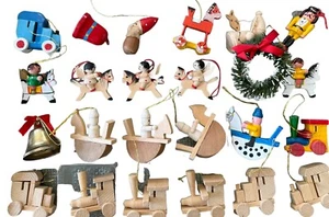 Vintage Holz Weihnachtsschmuck fertig und unfertig 22er Set - 2er Stck. kein Holz - Bild 1 von 7