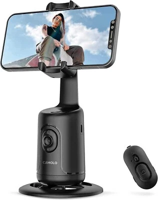 Auto Tracking Phone Holder 360° Rotation Tripod Vlog Live Selfie Mount Stand - Image 1 of 4