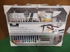Royal Langnickel Essentials 61pc Sketch & Draw Art Set Pencils Charcoals NEW - Picture 1 of 8