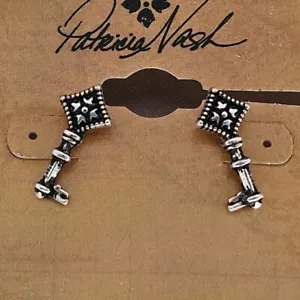 Patricia Nash Earrings Silver Tone Floret Key Studs Not So Basics Bohemian!! - Picture 1 of 6