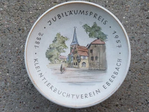 1957 Krösselbach antik Keramik Zierteller Unikat vintage Mid Century Eberbach - Bild 1 von 9