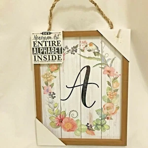 Farmhouse Wall Art Personalize Initial All Alphabet Letters Framed Picture Rope - Picture 1 of 12