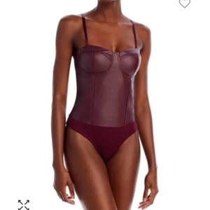 Aqua Faux Leather Bustier Bodysuit L121201 Womens Size M - Picture 1 of 2
