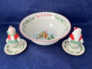 Lenox China HOLIDAY "Home for the Holidays" Bowl + Lenox Salt & Pepper Shakers - Picture 1 of 6
