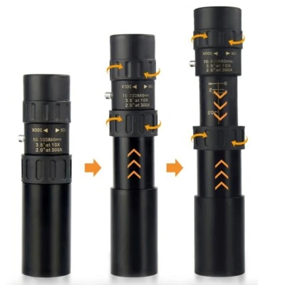 10-300X40mm Monocular Binoculars BAK4 Prism Mini Portable High Power All Metal - Image 1 of 4
