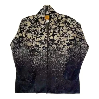 Suéter Pulôver Regência Rubi Rd Tamanho G Preto Dourado Metálico Floral Granny Core - Imagem 1 de 4