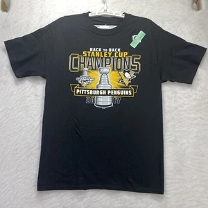 Pittsburgh Penguins Shirt 2017 Stanley Cup Men M New Black NHL Hockey - Picture 1 of 7