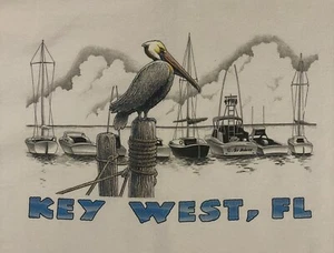 Vintage Key West Souvenir Pelikan Segelboot Sweatshirt Größe Large - Bild 1 von 4