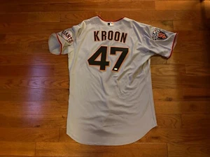2011 GIANTS MARC KROON GAME USED WORN ROAD JERSEY SIZE 46 2010 WS PATCH - Picture 1 of 4