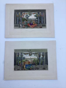 Antique Hand Colored French Engravings Vincennes & Tuileries - Picture 1 of 16
