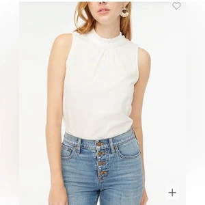 Top J Crew Botón Volantes Cuello Blanco M Nuevo con Etiquetas - Imagen 1 de 9