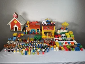 187 Teile Vintage Fisher Price Little People Konvolut Figuren Zubehör Tiere Autos - Bild 1 von 24