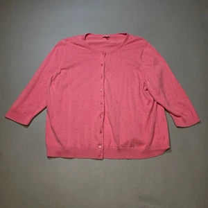 Talbots Damen 3XL rosa vorne offen Strick Cardigan Struktur Pullover 3/4 Arm rosa - Bild 1 von 7