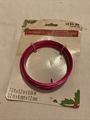 Celebrate It Hot Pink Decorative Flat Wire 7.5 Ft X .2 in X.04 in - Image 1 of 4