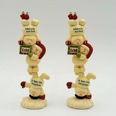Muñecos de Nieve Apilados Flor Cubo Estatuillas Set de 2 Amor Navidad Nuevo con Caja Foto 1 de 4
