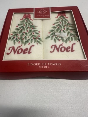 Toallas con punta de dedo Lenox. Decoración de Navidad. Vintage. Árbol de vacaciones. Artículo de coleccionista Foto 1 de 4