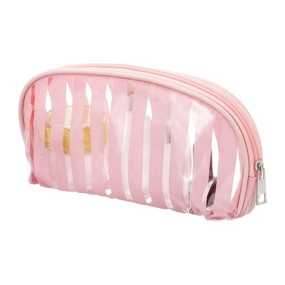 Clear Toiletry Bag, 8.6"x4.7"x2.3" Transparent PVC Travel Toiletry Bag, Pink - Image 1 of 4