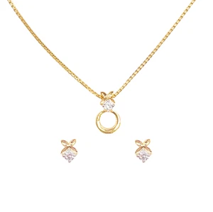 Set Halskette & passende Ohrstecker 22 kt Gelbgold florales Design 16,5 Zoll - Bild 1 von 11