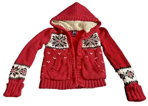 Gently Used Girls Heavyweight Red Gap Hooded Cardigan Sweater Jacket Size 8 M - Picture 1 of 2