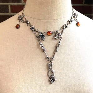 Vintage Brutalist Artisan Sterling Agate Choker Necklace - OOAK, Israel - Picture 1 of 18