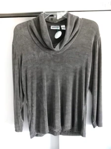 Chico's Vintage Gray Shimmering Dressy Top Cowl Neck Size 0 - Picture 1 of 12