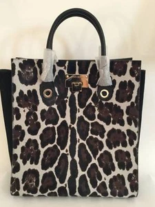 NUEVO BOLSO DE MANO JIMMY CHOO RITA PELO DE BECERRO GRANDE LEOPARDO - Imagen 1 de 8