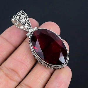 Garnet Gemstone 925 Sterling Silver Pendant Christmas Gifts Jewelry R-2204 - Picture 1 of 6