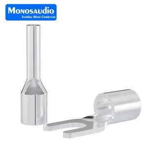Monosaudio Reines Silber Y Lautsprecher U-Spaten Stecker Kabel Verkabelung Massekabel Stecker - Bild 1 von 23
