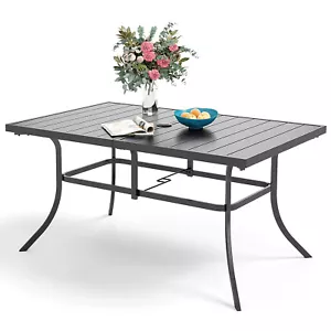 Patio Dining Table with 1.9" Umbrella Hole for 6 Person Metal Outdoor Tables - Picture 1 of 6