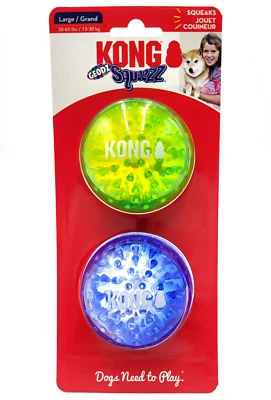 Kong Squeezz Geodz Balls Large 2pk Squeaky Floating Dog Fetch Toy 3" Colors Vary - Image 1 of 4