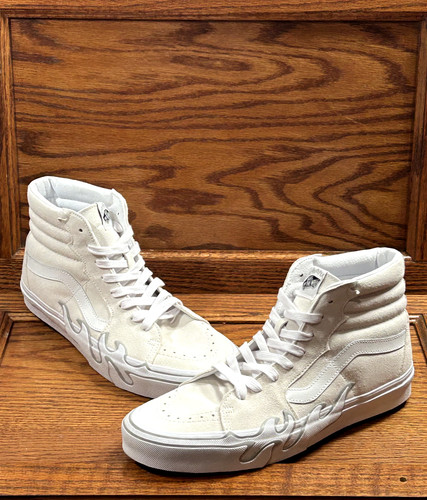 Scarpe Vans Sk8 Hi Flame scamosciate bianche