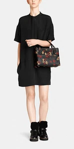 Neu mit Etikett Coach 33623 kleine Borough-Tasche mit Drehverschluss aus Leder mit Blumenmuster. - Bild 1 von 3