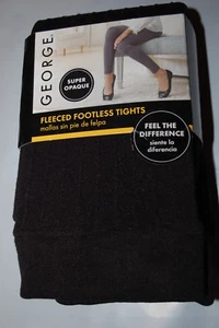 Womens BLACK FLEECED TIGHTS Silver Sparkle Thread FOOTLESS Super Opaque SIZE 3 - Picture 1 of 1