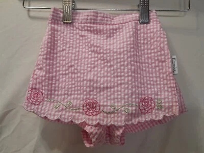 Falda corta Seersucker bordada marca Vitamins bebé niña 6/9 meses rosa y blanco  Foto 1 de 4