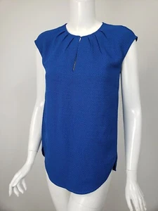 J CREW Blue Honeycomb Textured Keyhole Neck Tank sz 00 NWT $88 - Picture 1 of 3