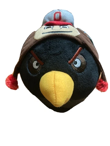 Angry Birds black Ohio State Buckeyes hat plush stuffed animal 6" rare NCAA READ Cover