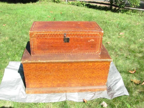 Antique Grain Painted Blanket Chest c. 1850 Cover