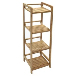 Redmon Shelving Unit 41"x12"x12" Brown Bamboo Breathable Heavy Duty Indoor 4Tier - Picture 1 of 4